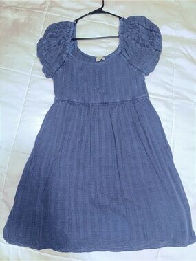 American Eagle Outfitters Blue Puff-Sleeve Dress